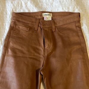 L’AGENCE coated brown camel skinny jean